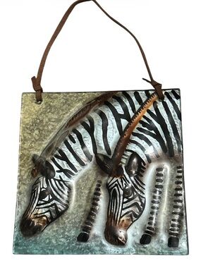 Zebra glass  Wall decor - Black, Silver, Brown
